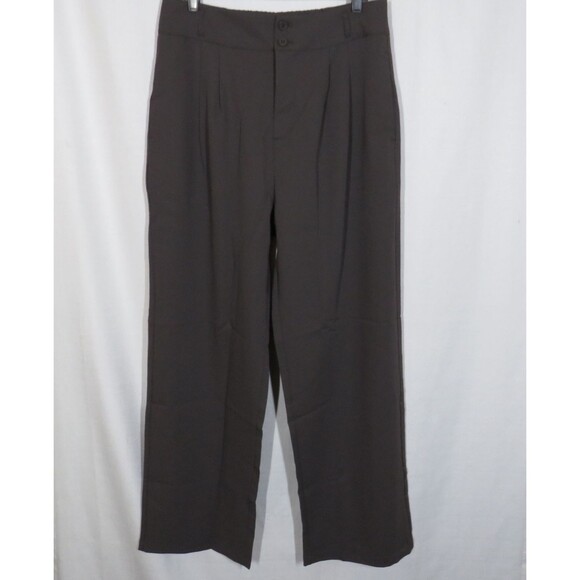 Halara Clay Brown High Waist Zip Double Button Pleated Dress Pants Size Large - Picture 9 of 11